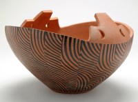 Lot 23 - Artist Unknown: abstract bowl, terracotta with...