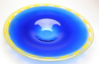 Lot 38 - James Maskrey: blue and yellow art glass bowl,...