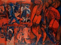 Lot 241 - Jeanjac Dufau FIGURES IN RED AND BLUE signed...