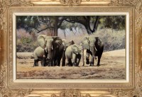 Lot 263 - Stephen Park AFRICAN ELEPHANTS signed oil on...