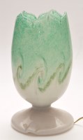 Lot 1019 - Vasart: a glass table lamp, mottled green and...
