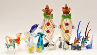 Lot 1028 - Murano ornaments: a pair of clowns; a pair of...