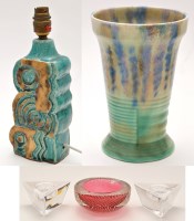 Lot 1040 - A pottery table lamp by Bernard Rooke; a...