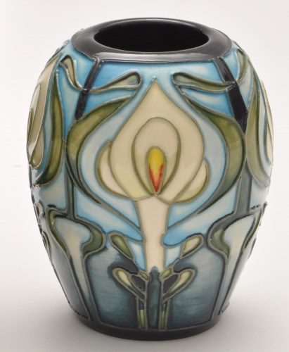 Lot 1046 - Moorcroft: a 'Calla Lily' pattern ovoid vase,...