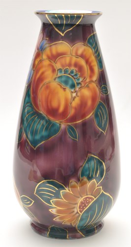 Lot 1074 - Burleigh Ware: a lustreware elongated vase,...