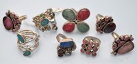 Lot 1093 - Eight gem set stones including opal.