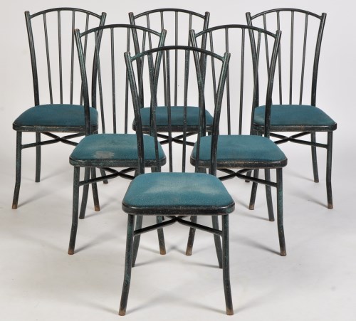 Lot 1141 - Poplar, Leeds: a set of six green painted...