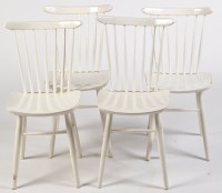 Lot 1150 - Ercol: four white painted spindle back dining...