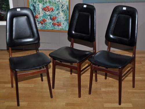 Lot 1166 - A set of six teak dining chairs, c.1970's,...