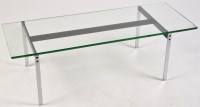 Lot 1191 - A glass top and chrome coffee table, 122 x 46...