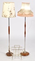 Lot 1197 - Two teak and chrome standard lamps, each...