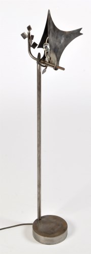 Lot 1201 - A post war design brushed steel lamp, with...