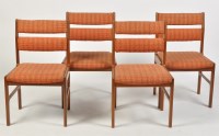 Lot 1232 - A set of four teak chairs, with upholstered...