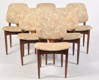 Lot 1236 - Six teak dining chairs, with butterfly back...