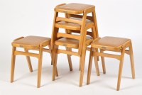Lot 1238 - Centro: five oak stacking stools, each 45cms...