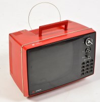 Lot 1241 - Hitachi: a Solid State television in red...