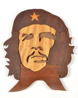 Lot 1249 - A stained wood marquetry plaque of Che Guevara,...