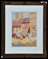 Lot 1343 - Edwin Glasgow A Continental street market,...