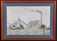 Lot 1370 - Eric Thompson Mining scene with steam train,...