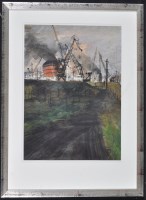 Lot 1385 - Richard Hobson The road to the docks, signed...