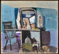 Lot 1392 - Fred Atkinson Interior scene of a fireplace...