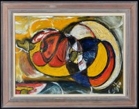 Lot 1423 - Roger Ashby Abstract still-life of fruit,...