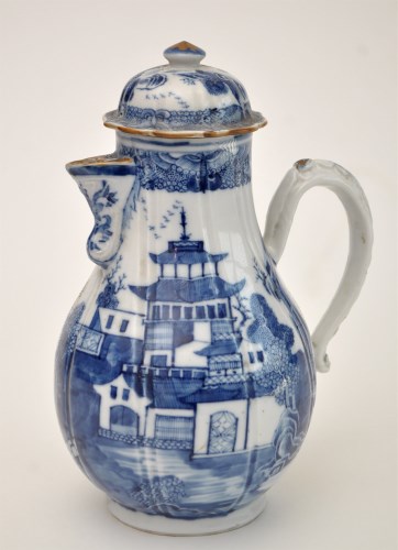 Lot 1 - Chinese blue and white coffee pot and cover,...