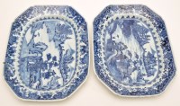 Lot 2 - Two Chinese blue and white octagonal-shaped...