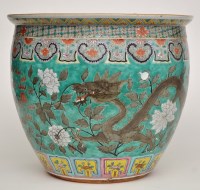 Lot 13 - Chinese enamel ground fish bowl, of tapering...
