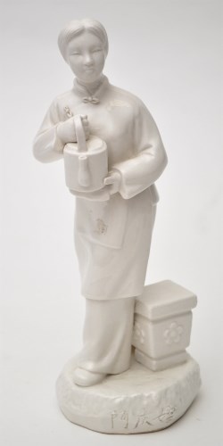 Lot 21 - Chinese white glaze figure of a female...