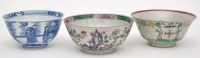 Lot 22 - Three Chinese bowls, comprising: blue and...