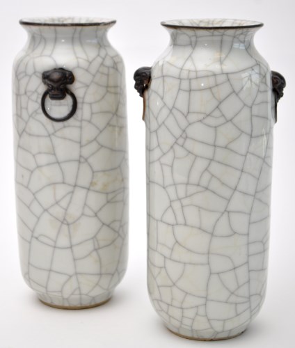 Lot 50 - Near pair of Chinese Guan-yao style and...