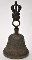 Lot 58 - Buddhist bronze bell, handle with mask beneath...