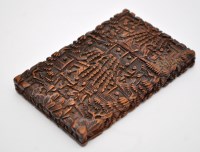 Lot 68 - Chinese sandalwood card case and cover, carved...