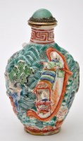 Lot 70 - Chinese Famille Rose relief moulded snuff...