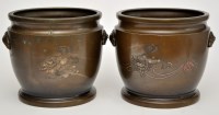 Lot 77 - Pair of copper and silver metal inlay bronze...