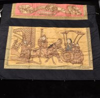 Lot 82 - Japanese metal thread embroidered fragmentary...
