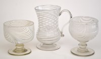Lot 93 - Nailsea type white trailed glass tankard, of...