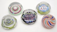 Lot 96 - Five Whitefriars glass paperweights,...