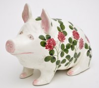 Lot 111 - Plichta pig, painted with clover flowers,...