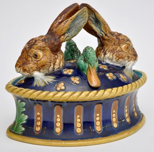 Lot 114 - Minton Majolica game tureen and cover, the...