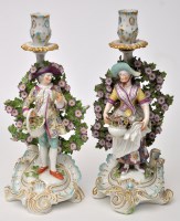 Lot 117 - Pair of Derby style figures, with floral...