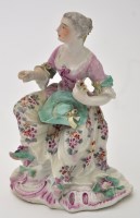 Lot 118 - Derby figure of a seated girl, facing towards...