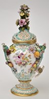 Lot 123 - Bone china pot pourri vase and cover, of...