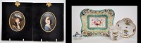 Lot 149 - Two oval miniatures on porcelain, with young...