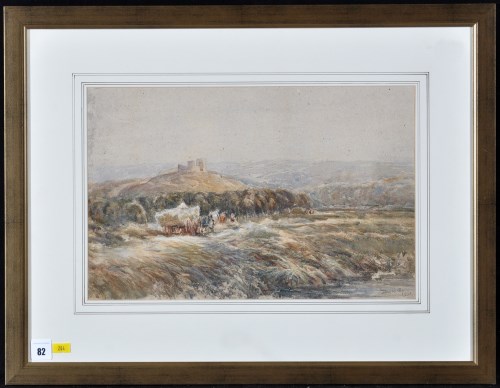 Lot 198 - David Cox (1809-1885) A hay cart in a field...