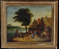 Lot 221 - 18th Century Dutch School Villagers carousing...