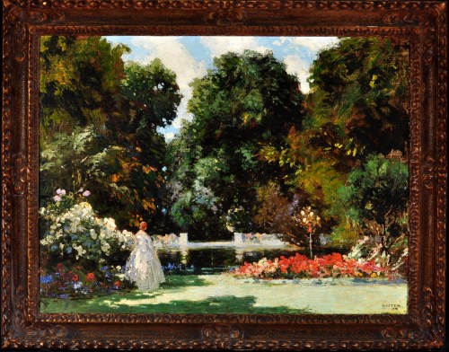 Lot 239 - Thomas Edwin Mostyn (1864-1930) A garden scene...
