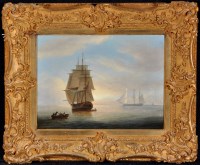 Lot 249 - Thomas Luny (1759-1837) A sailing ship at dusk...