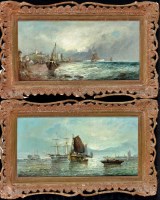 Lot 255 - F*** J*** Watt (19th Century) Coastal scenes,...